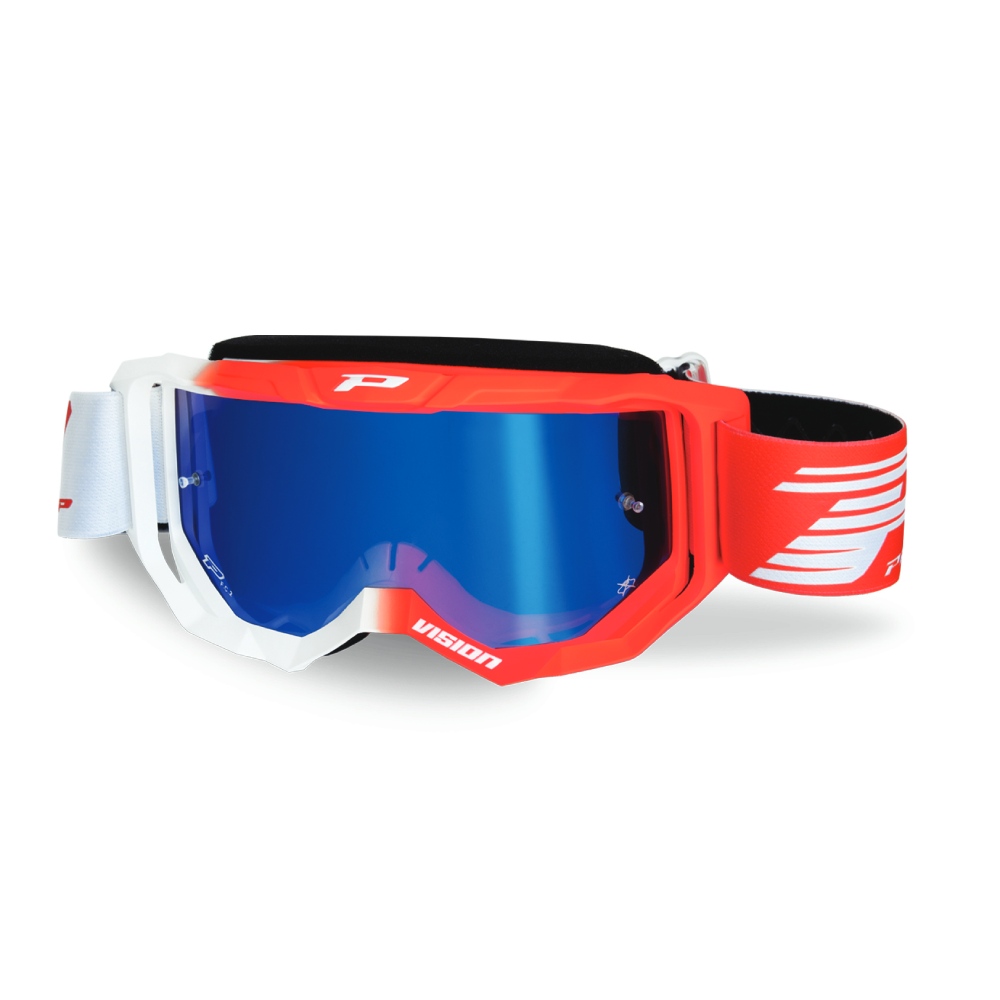 Goggles Pro Grip Vision - White Red mirrored lens blue