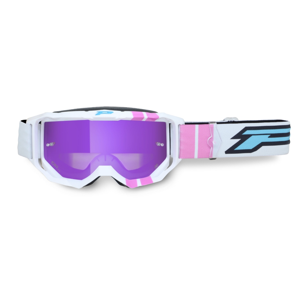 Goggles Pro Grip Vision Go - White Pink mirrored lens purple
