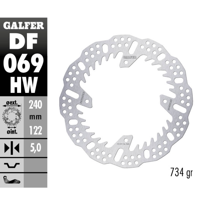 Brake disc Galfer Shark Honda CR 250 (02-07) rear - 5 mm DF069HW