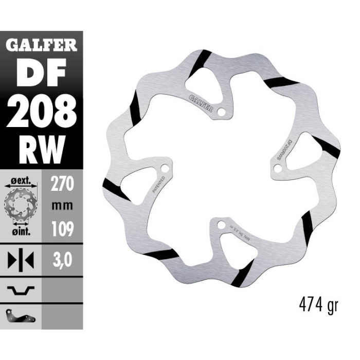 Brake disc Galfer Race Kawasaki KX 450 F (06-14) front maggiorato DF208RW