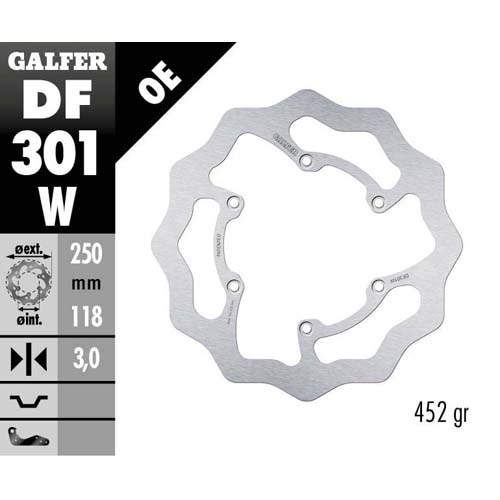 Brake disc Galfer Wave Suzuki RM 250 (89-12) front DF301W