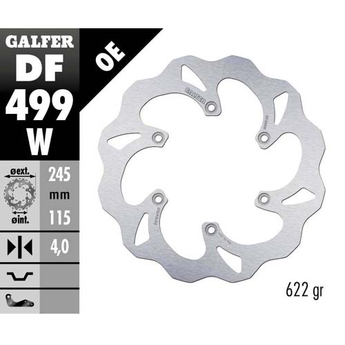 Brake disc Galfer Wave Yamaha YZ 125 (02-18) rear DF499W