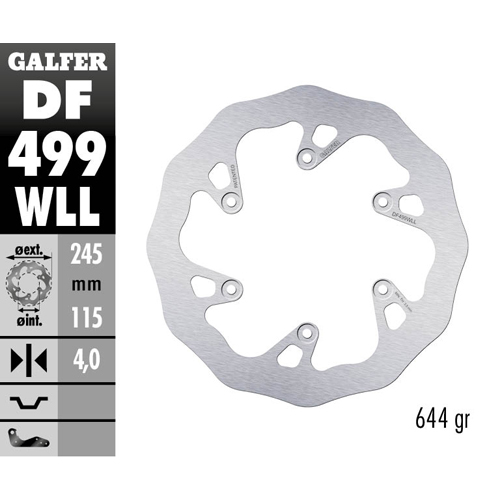 Brake disc Galfer Wave Yamaha YZ 125 (02-18) rear solid DF499WLL