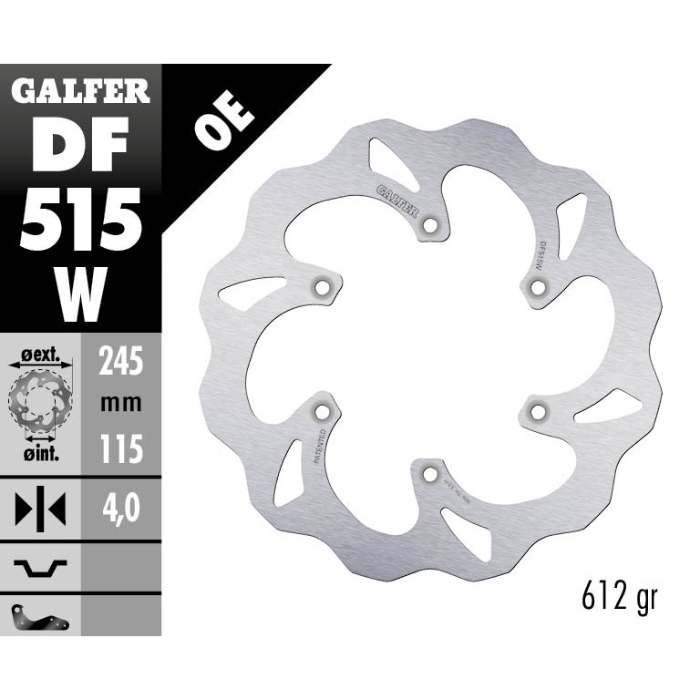 Brake disc Galfer Wave Yamaha YZ 250 (19-21) rear DF515W