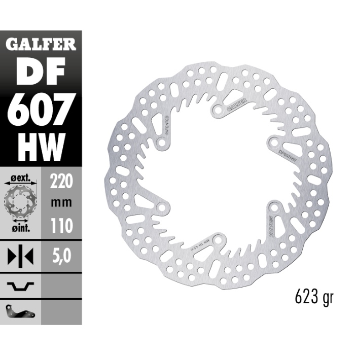 Brake disc Galfer Shark KTM 500 EXC-F (12-25) rear - 5 mm DF607HW