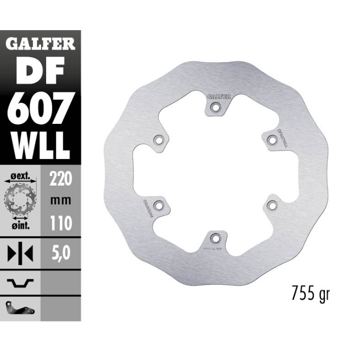 Brake disc Galfer Wave Husqvarna 300 TE (14-25) rear solid DF607WLL
