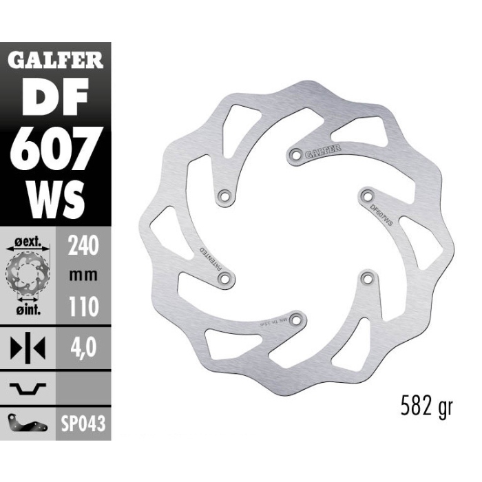 Brake disc Galfer Wave Husaberg 250 FE (13-14) rear maggiorato DF607WS