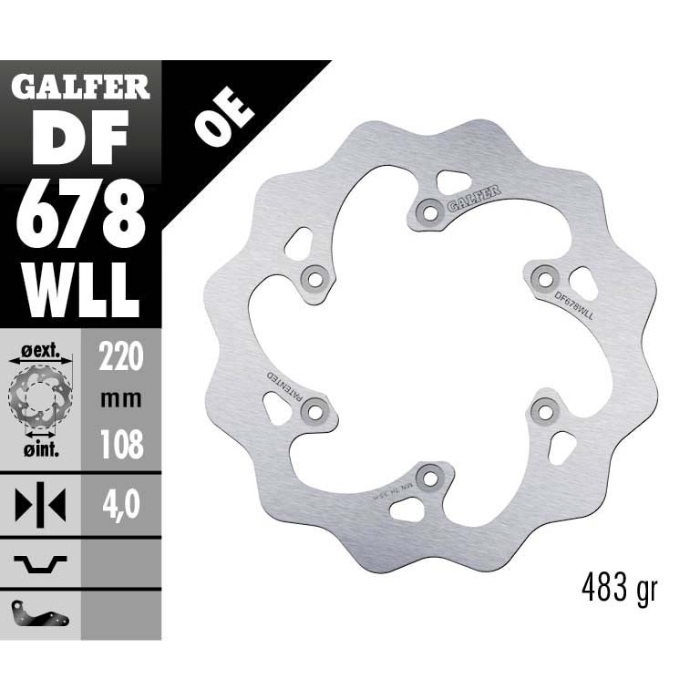 Brake disc Galfer Wave Gasgas 125 EC (96-15) rear solid DF678WLL