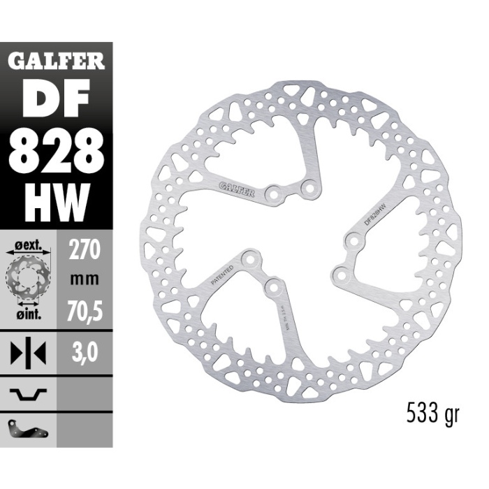 Brake disc Galfer Shark TM EN/MX 250 (04-25) front DF828HW