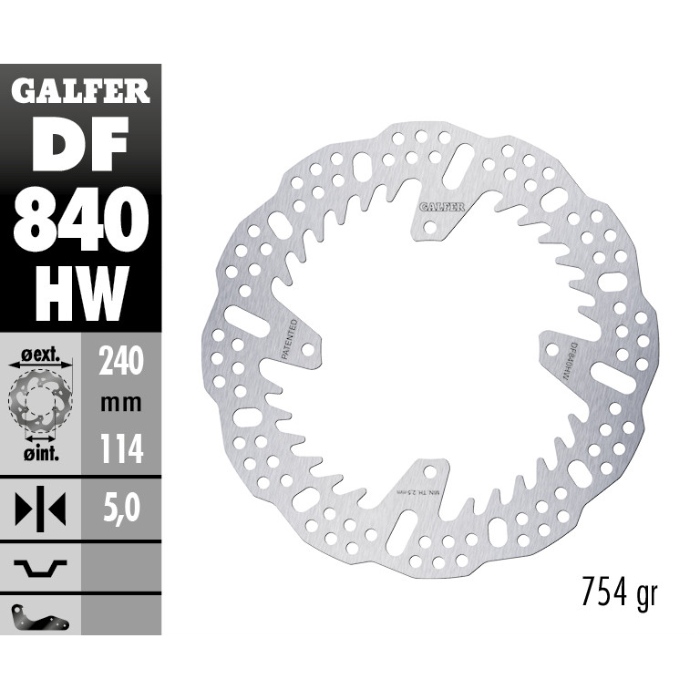 Brake disc Galfer Shark TM EN/MX 300 (15-25) rear - 5 mm DF840HW