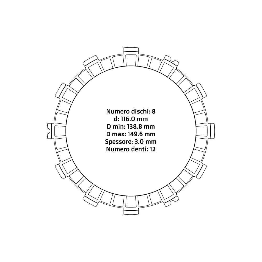 Clutch plates NRTeam Husqvarna 300 WR (09-13) - Friction set DS02.F002.8