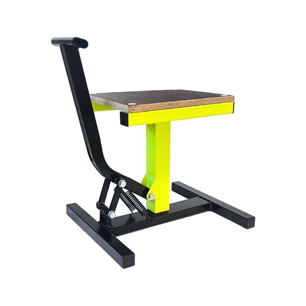 Motorcycle lift stand NRTeam wooden top platform - black/neon yellow