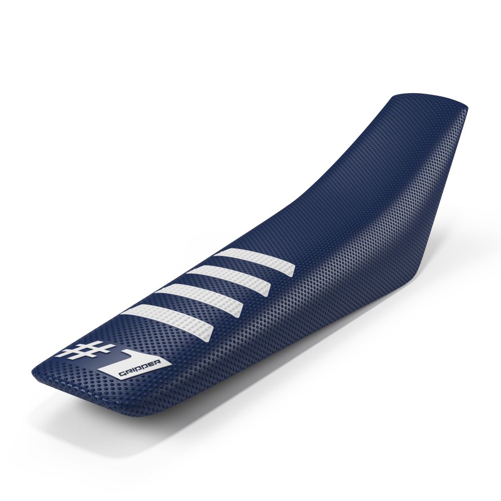Universal seat cover Onegripper - Ribbed blue scuro and white OSC02-DBWH